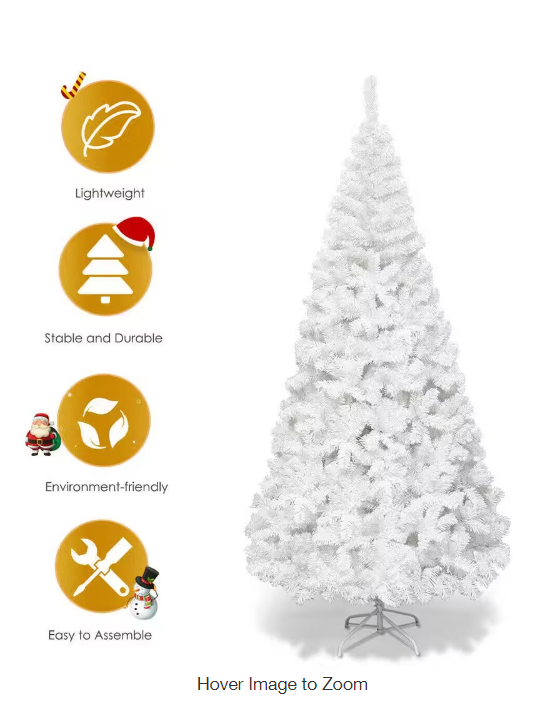7 ft. Artificial PVC Christmas Tree with Stand, White, 1 Box,UNASSEMBLED, FINAL SALE