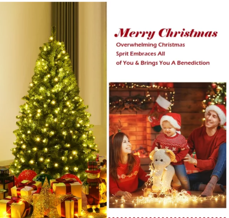 4Ft Pre-Lit Artificial Christmas Tree Premium Hinged w/ 100 LED Lights & Stand