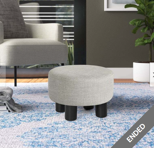 Adeco Tiny Round Linen Footstool