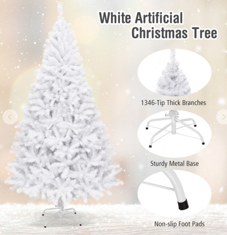 6 ft White Christmas Tree with Metal Stand