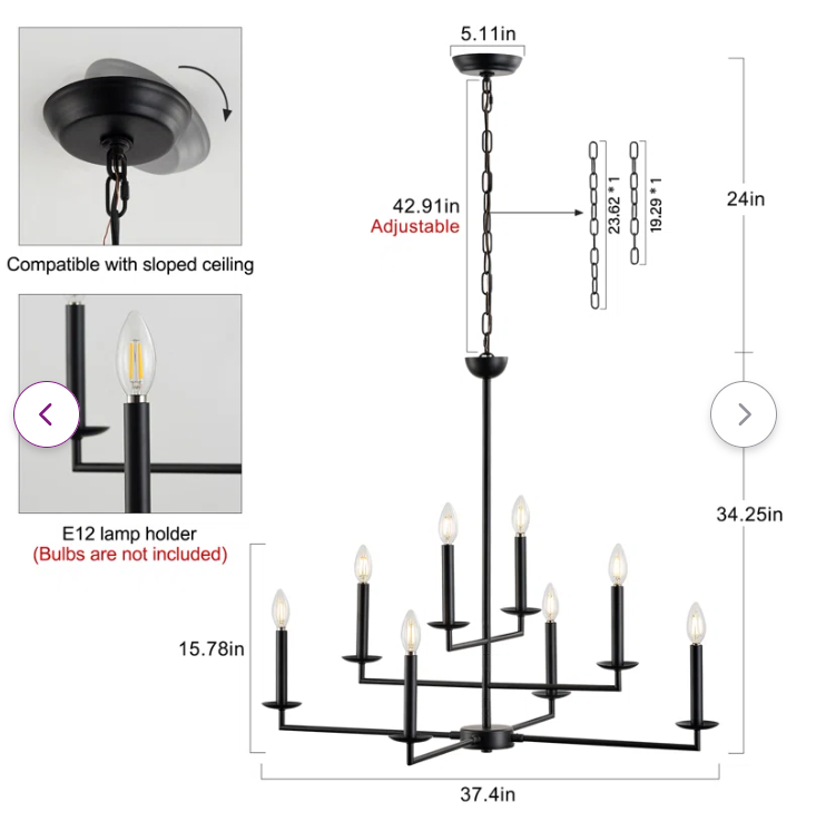 Evanjames 8 - Light Classic / Traditional Chandelier