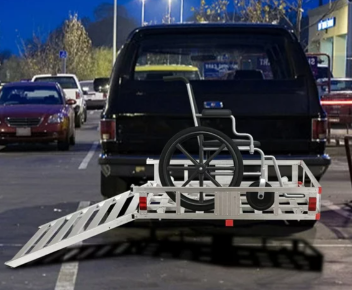 50''X29.5''Aluminum Cargo Carrier W/ Ramp Hitch-Mounted Mobility Carrier Hauler, 1 box