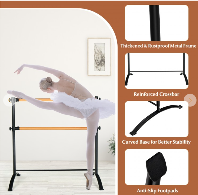 4 Foot Portable Freestanding Double Ballet Barre, 1 box unassembled