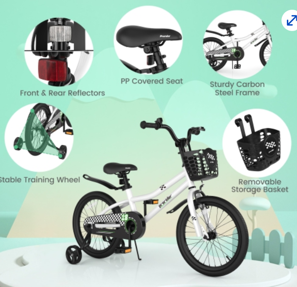 16``kids bike, no kickstand, training wheels