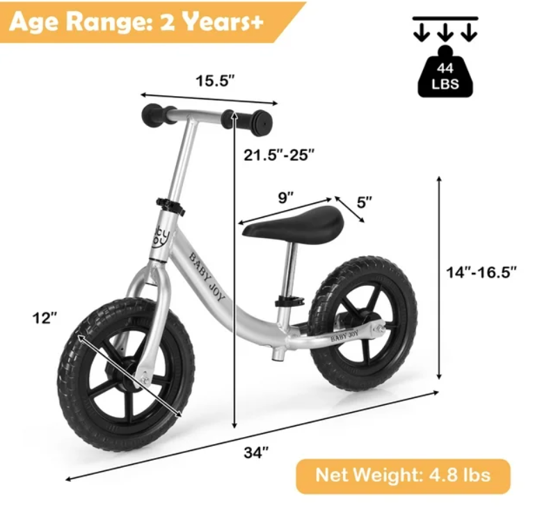 Special, Aluminum Balance Bike for Kids Adjustable No Pedal Training Bicycle