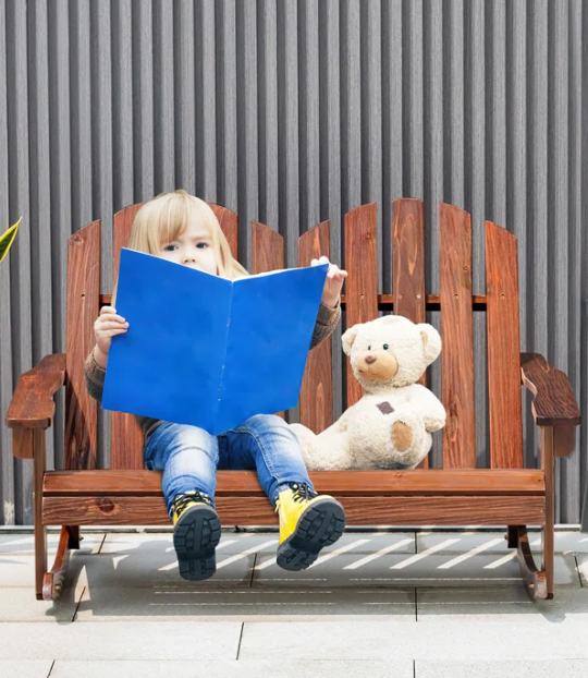 2 Person Kids, Adirondack Rocking Chair with Slatted seat