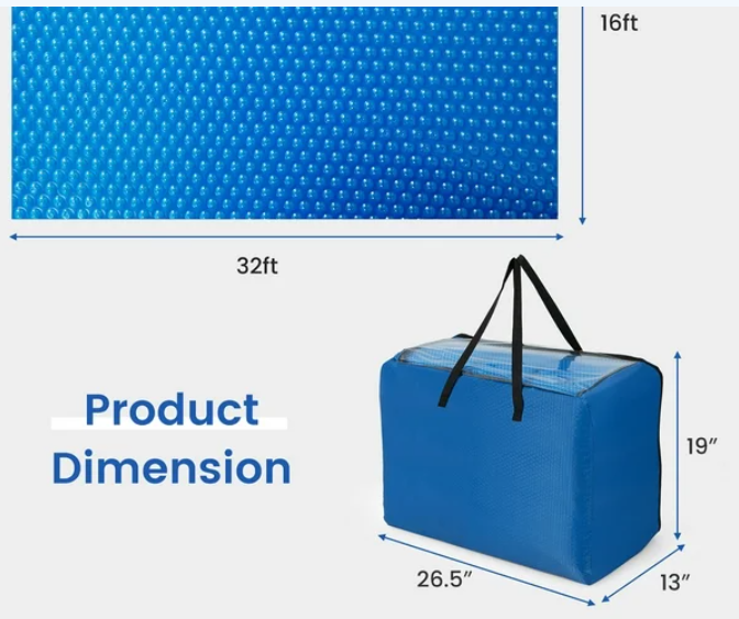 Solar Blanket for Pool, size 32`x16`