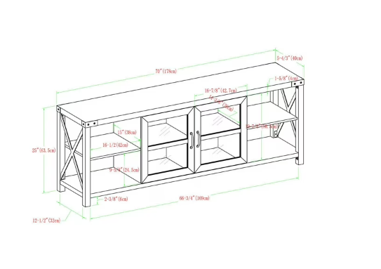 Modern Farmhouse Metal X TV Stand for TV's up to 78" - Grey Wash (Scratch and Dent) - Fully Assembled
