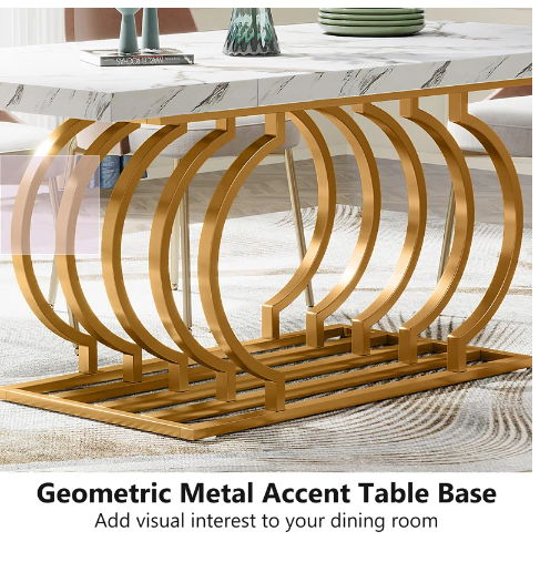 Hausner 63" Dining Table, Faux Marble Top, Scratch & Dent