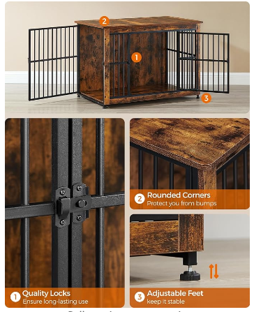 *SPECIAL* Double-Door Doghouse / Side Table, Rustic Brown (Scratch and Dent)