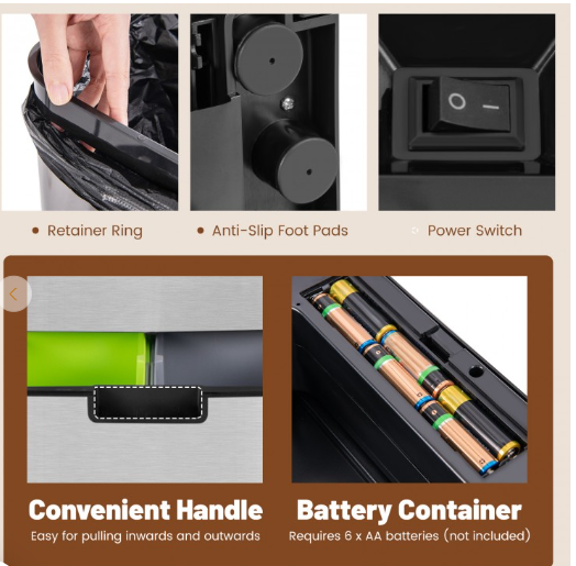 Special - Stainless Steel Trash Can 2 Bottom Recycling Bins (Missing Lid)