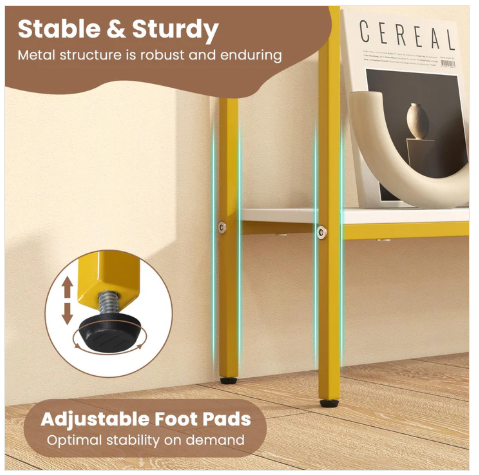 White/Gold Console Table with Shelf, 44" Narrow Entryway Table (Fully Assembled)