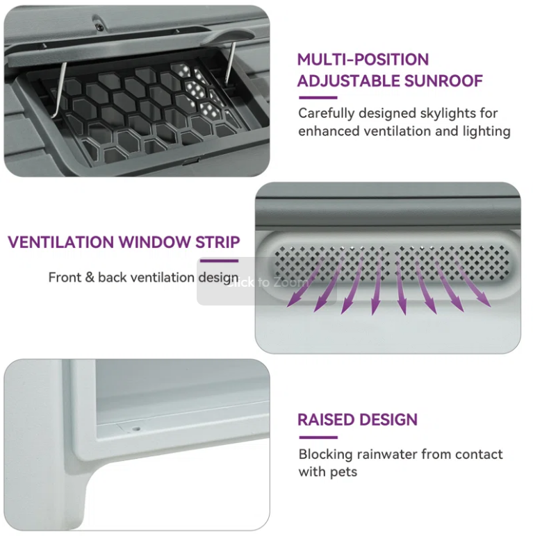 Small, Outdoor Dog House with Skylight and Ventilation - Various Dog Sizes, Fully Assemble