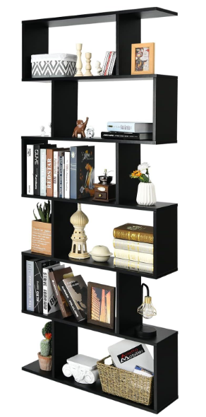 SPECIAL, 6-Tier Modern Freestanding Decorative Storage Display, Black, 1 box, unassembled