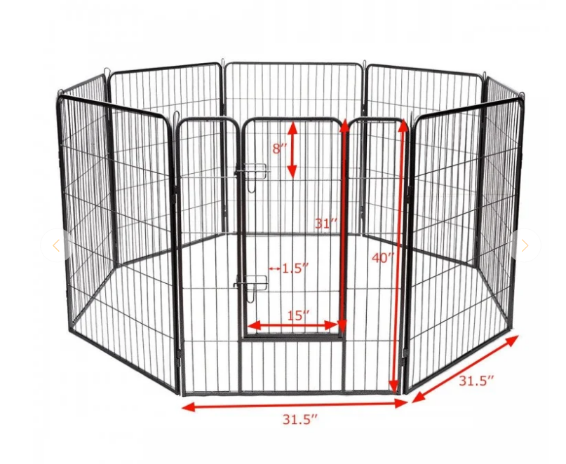 8 Metal Panel Heavy Duty Pet Playpen Dog Fence with Door, 1 box, unassembled