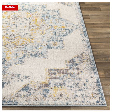 Ankara Light Silver Machine Woven Rug - 8 x 10, Rectangle