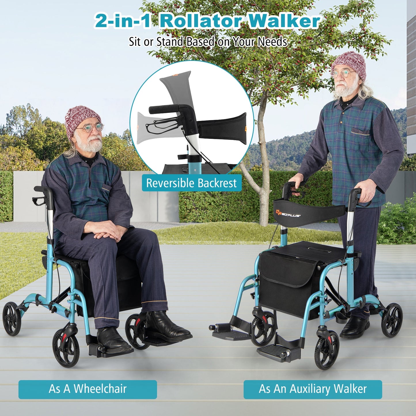 2-in-1 Adjustable Folding Handle Walker , ASSEMBLED, PLEASE SEE DESC