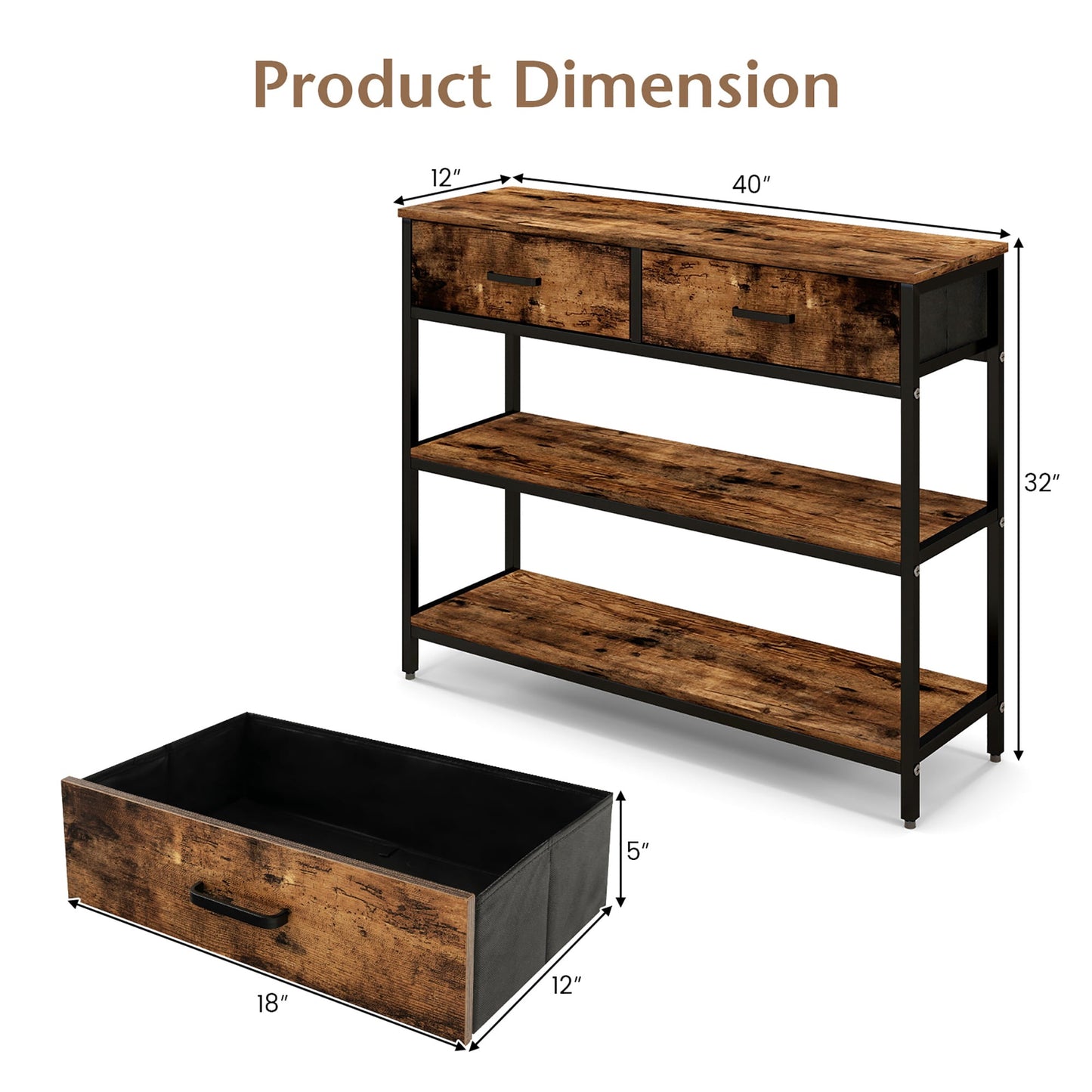 40 in. Rectangle Wood Entryway Console Table, Fully assembled, Scratch & Dent