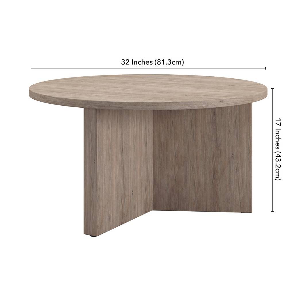 Anders 32 in. Antiqued Gray Oak Round Coffee Table