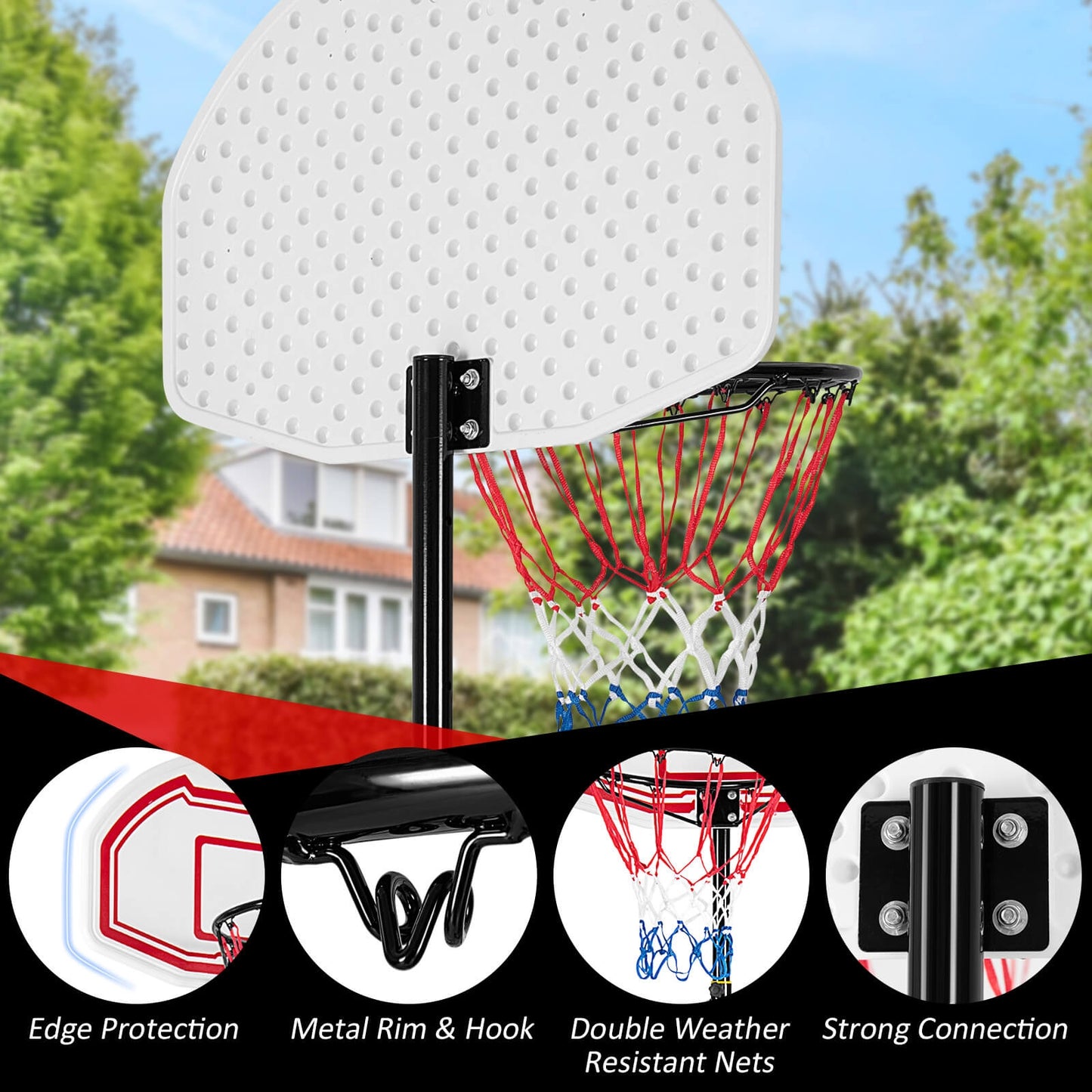 SPECIAL - Height Adjustable Basketball Hoop with 2 Nets and Fillable Base (Customer Return)