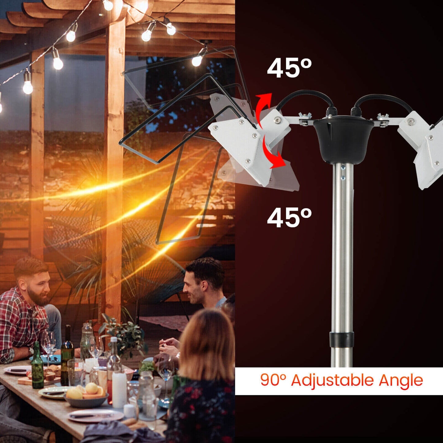 Indoor/Outdoor 1500W Standing Electric Heater with Double-sided Heating