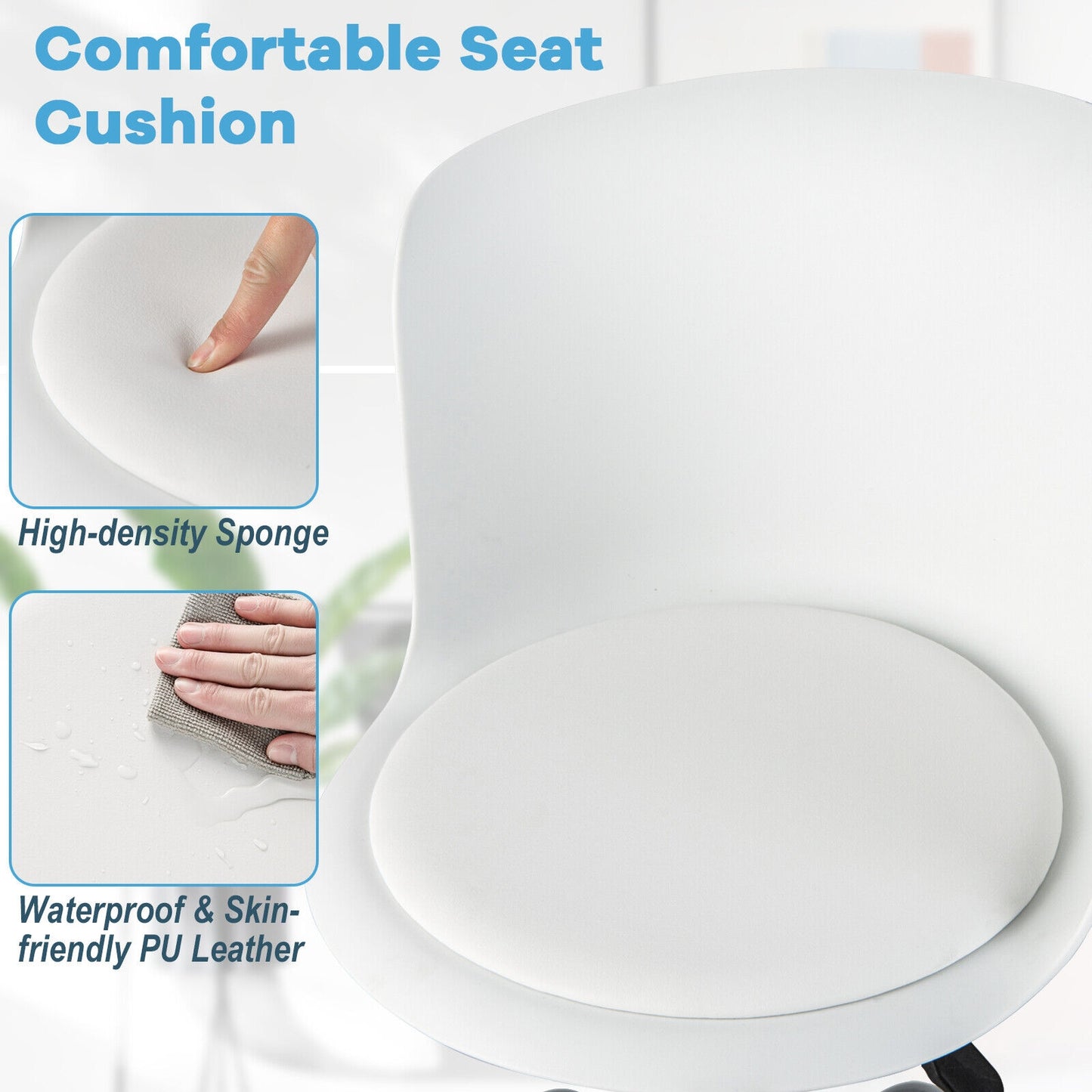 Office Chair with Ergonomic Backrest and Soft Padded PU Leather Seat-White