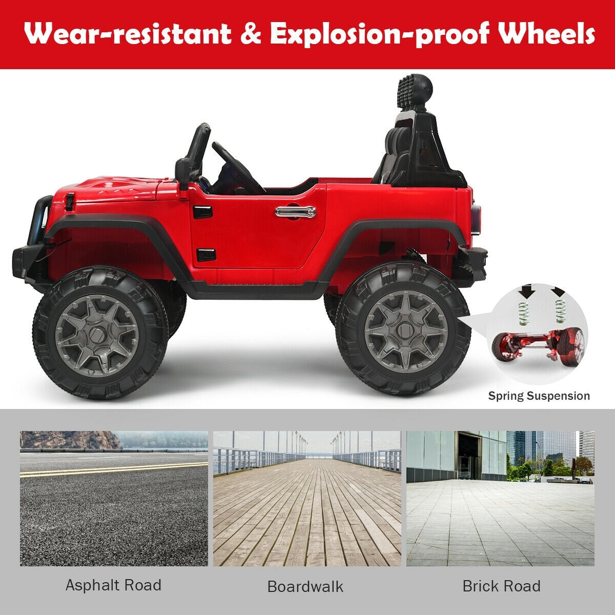 Deluxe 12V Kids Ride On Truck with Remote Control and Double Magnetic Door-Red, Fully Assembled