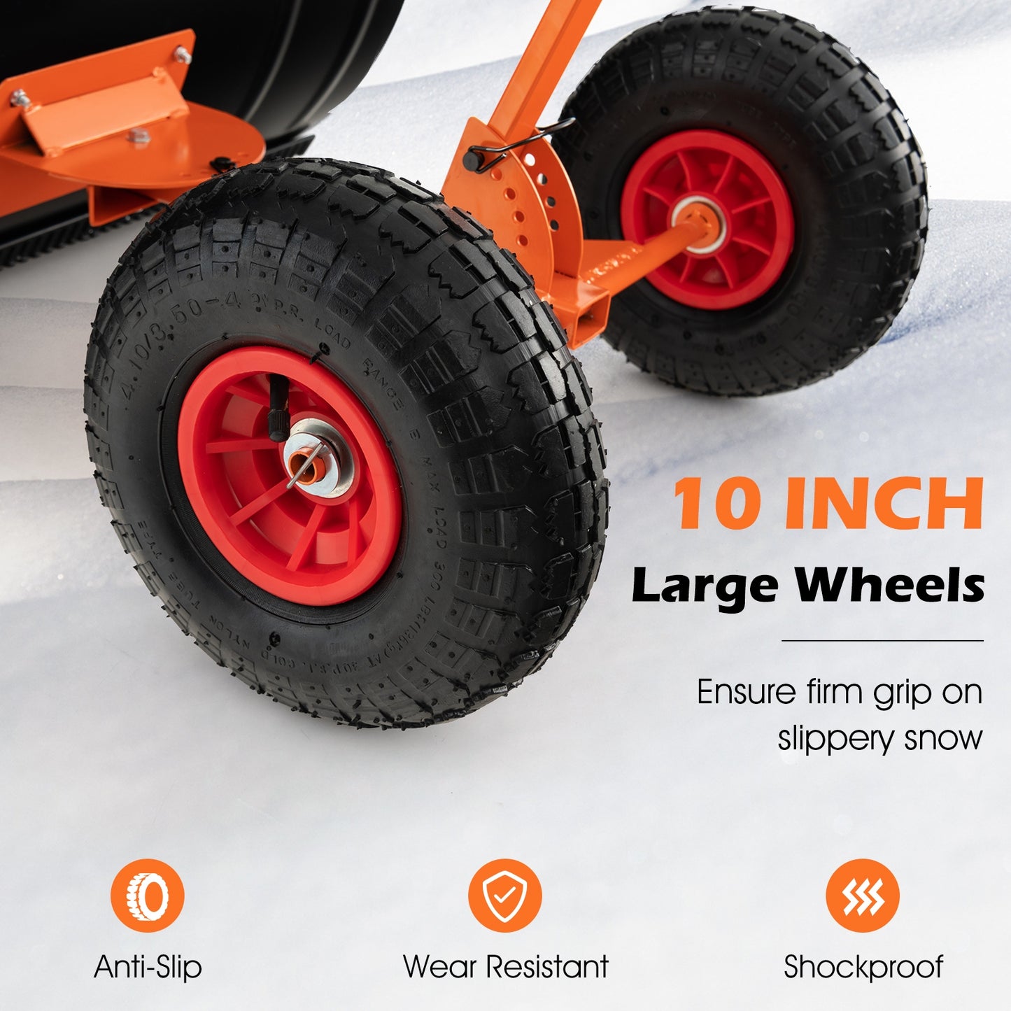 29 Inches Snow Pusher for Driveway-Orange (Assembled)