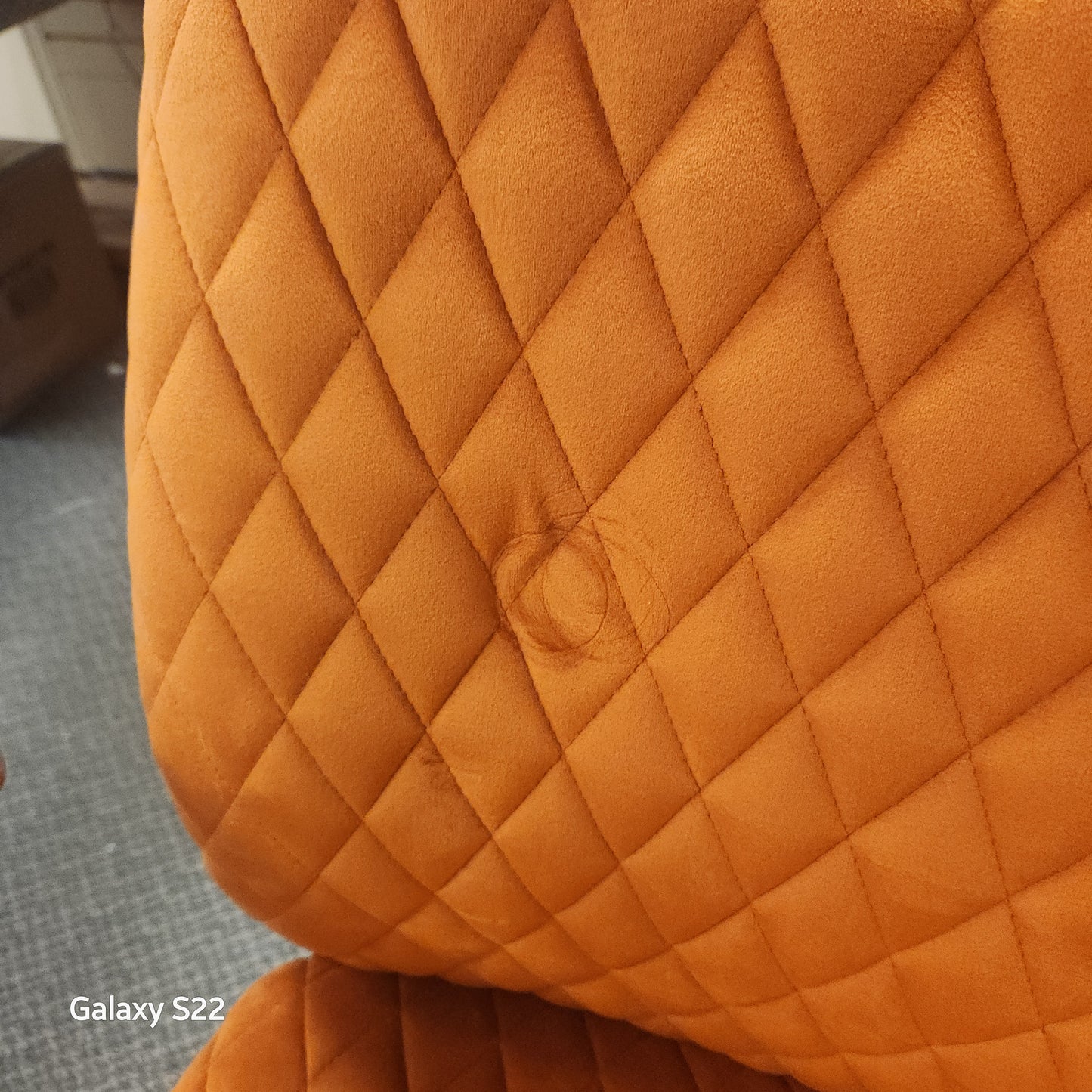 SPECIAL - Velvet Home Office Chair with Wooden Armrest - Orange (Shipping Damage)