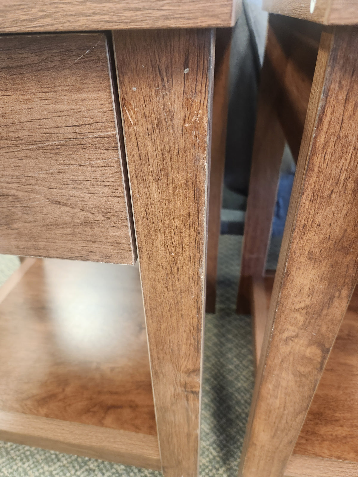 Set of 2 Nightstand with Storage Shelf and Pull Handle. (See note)