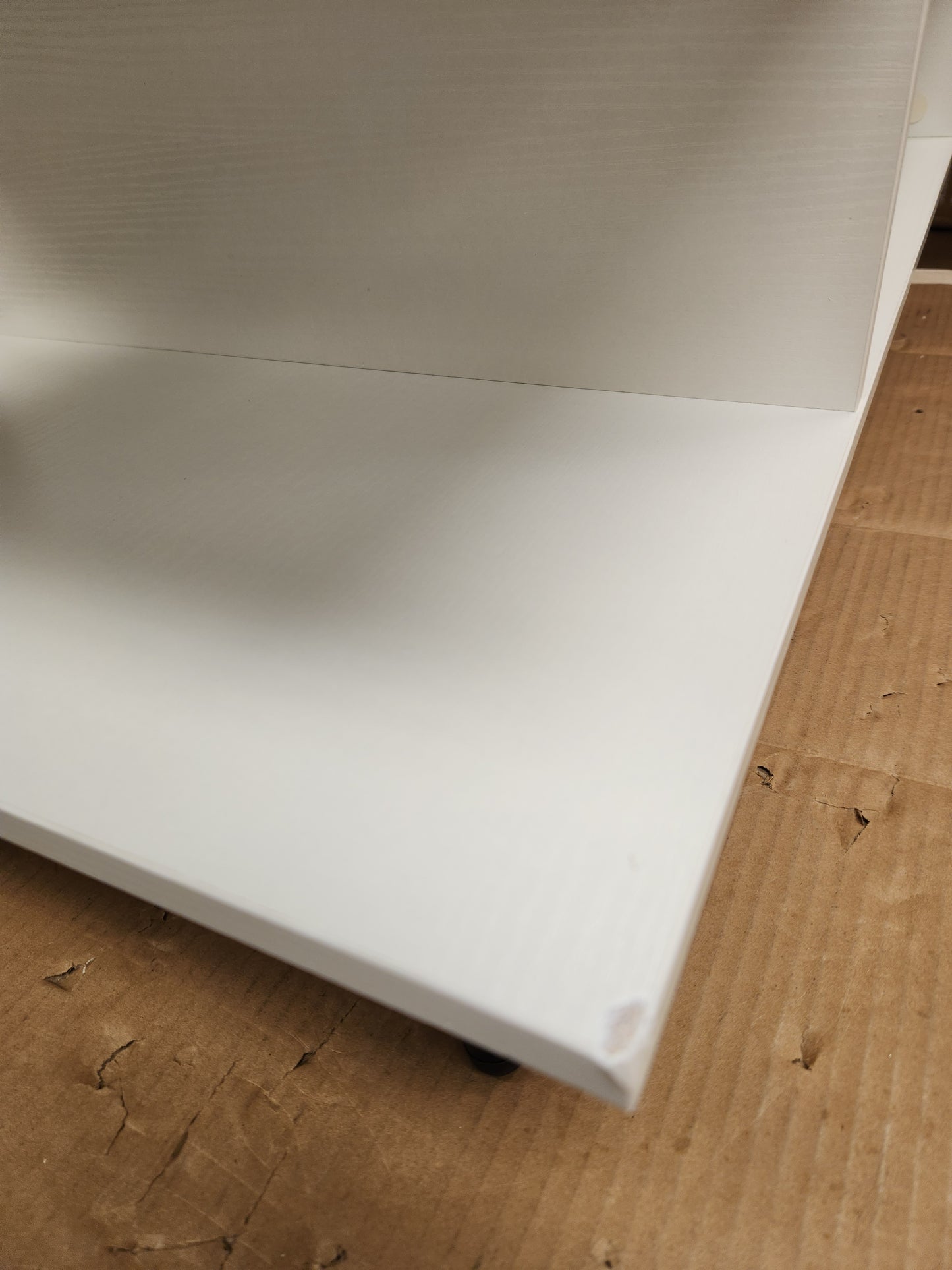 Mid Century Modern Rectangle Coffee Table 2-Tier Accent Table with 2 Open Compartments-White (Scratch and Dent)