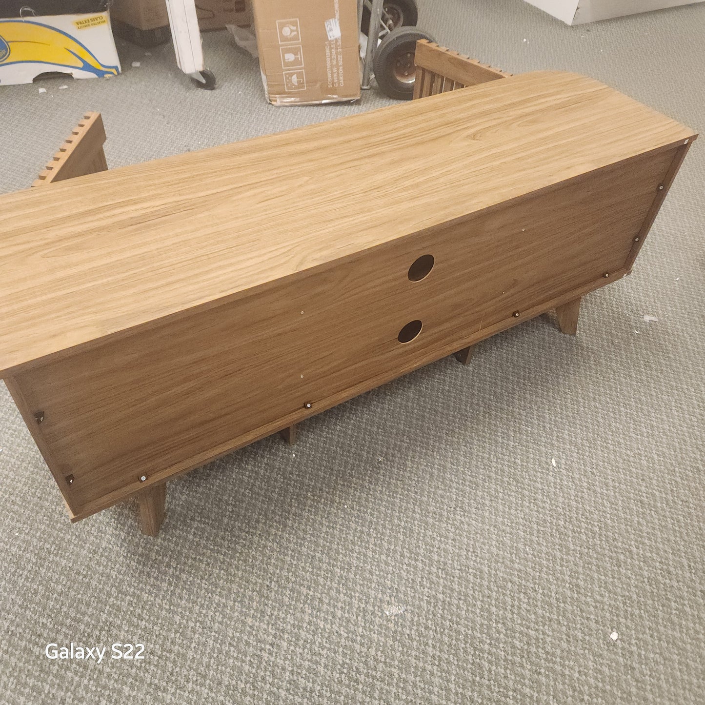 TV stand for TV's up to 60" with 2 Doors and Adjustable Shelves - Assembled