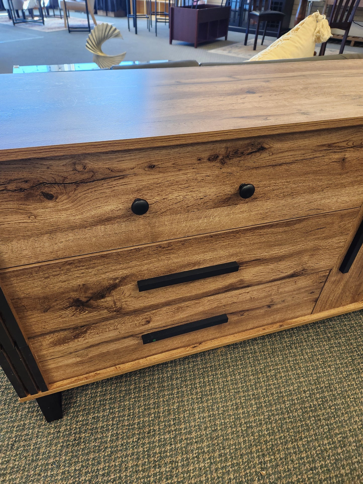 Sideboard Buffet Cabinet Credenza Storage Cabinet -Rustic Brown,(Scratch and Dent) (Fully Assembled)