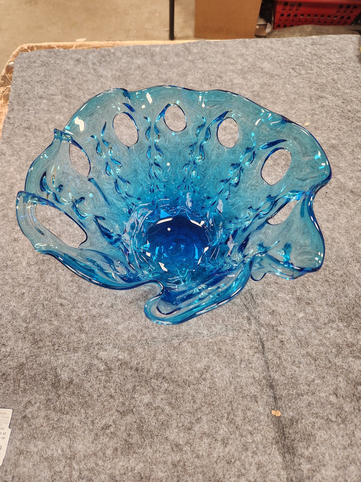 8 Inch Pamela Aqua Blue Glass Decorative Fruit Bowl