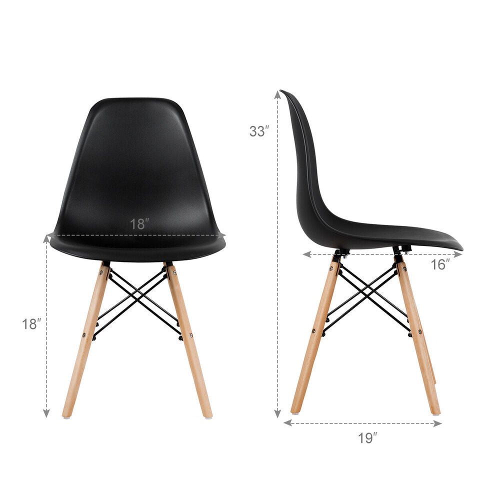 4 piece set, Modern Dining Side Chair Wood Legs-Black