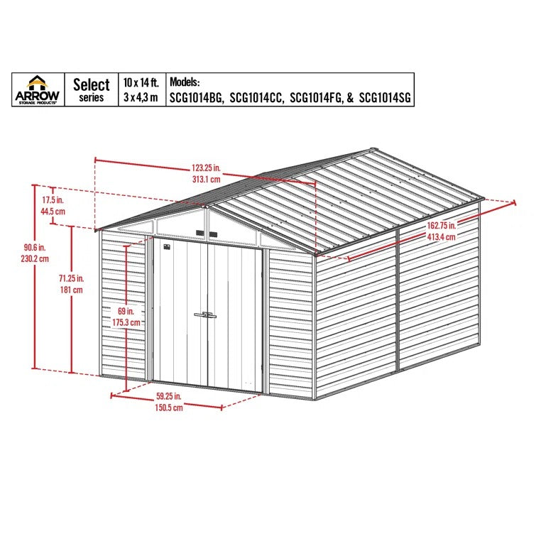 10 ft. W x 14 ft. D Steel Horizontal Storage Shed *UNASSEMBLED/IN BOX*