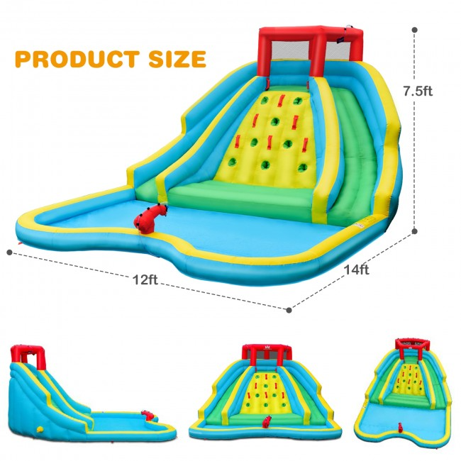 Double Side Inflatable Water Slide Park with Climbing Wall for Outdoor - Without Blower