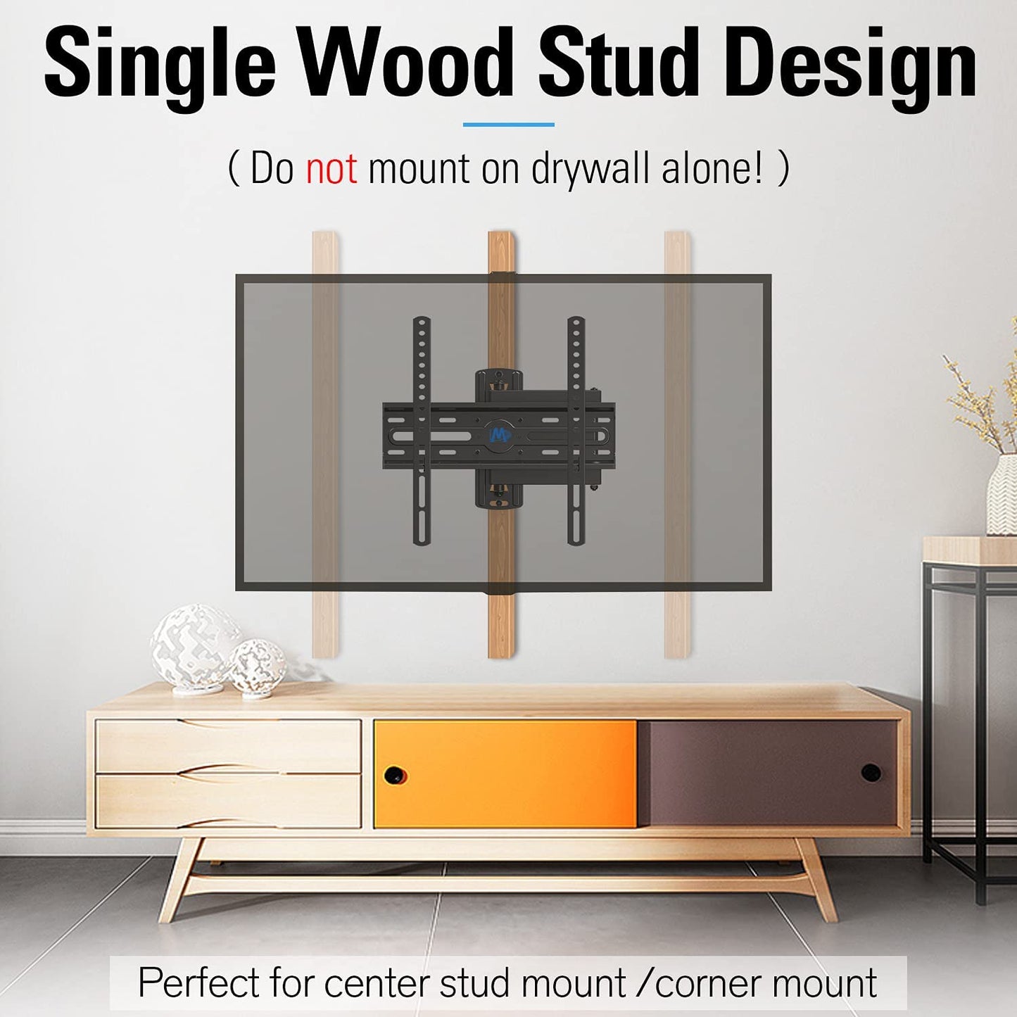 Mounting Dream Full Motion TV Wall Mount Corner Bracket with Perfect Center Design