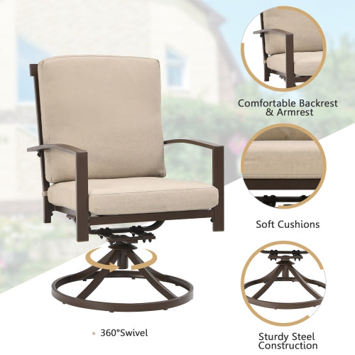 Set of 2 Patio Swivel hairs Cushioned Armrest, in box unassembled - NP10081WL