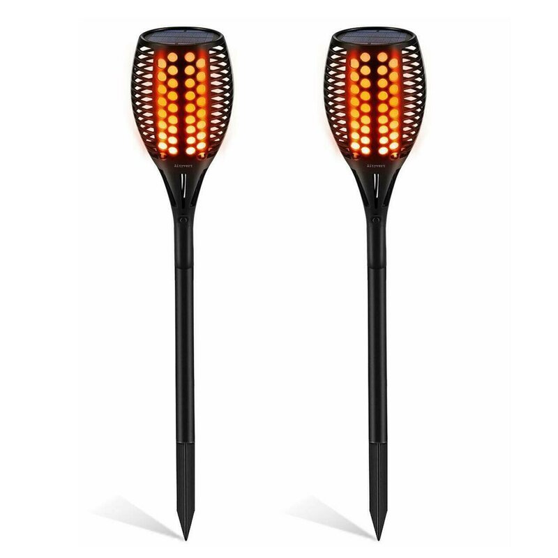 Black LED Solar Torch Light , 2 Piece