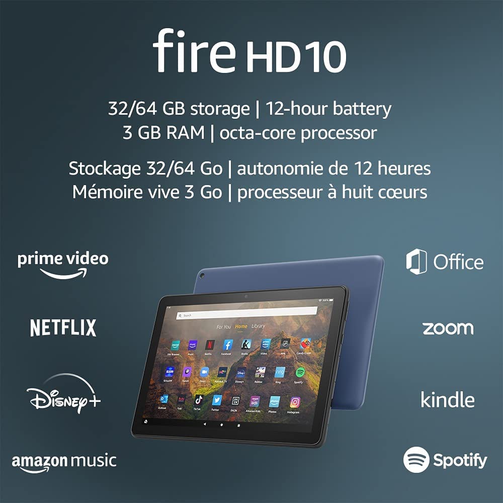 Amazon Fire Tablet, HD 10, 32GB, Black, Open Box, Tested, 2021 Edition
