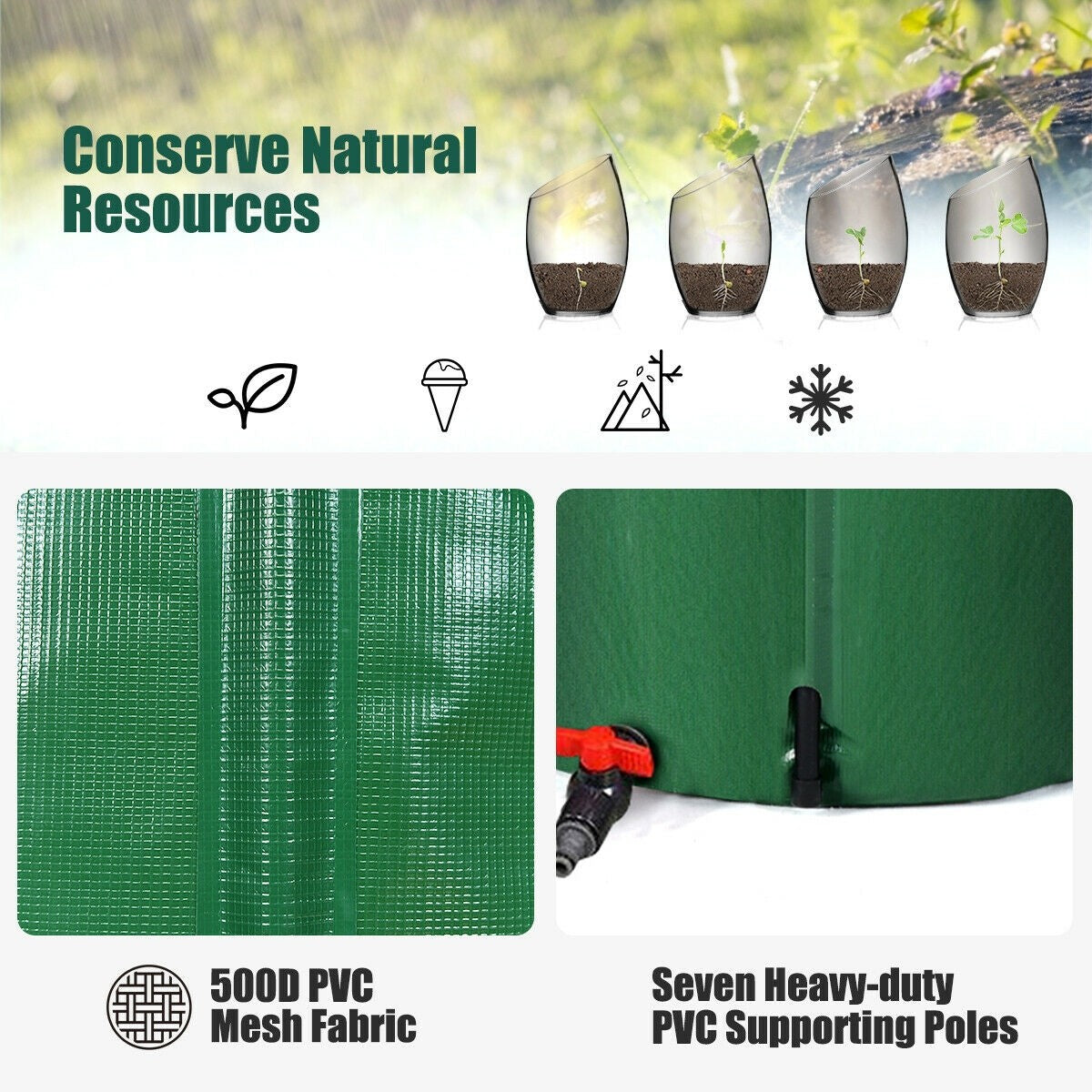 100 Gallon Portable Rain Barrel Water Collector Tank with Spigot Filter, reg $149.99