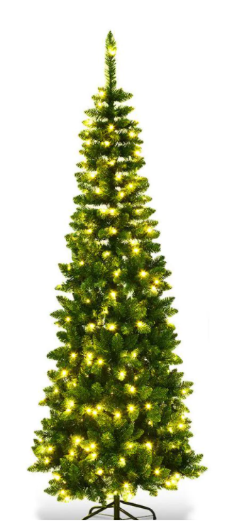 7.5 ft. Pre-Lit Hinged Artificial Pencil Christmas Tree with 350 Warm White Lights - CM22072