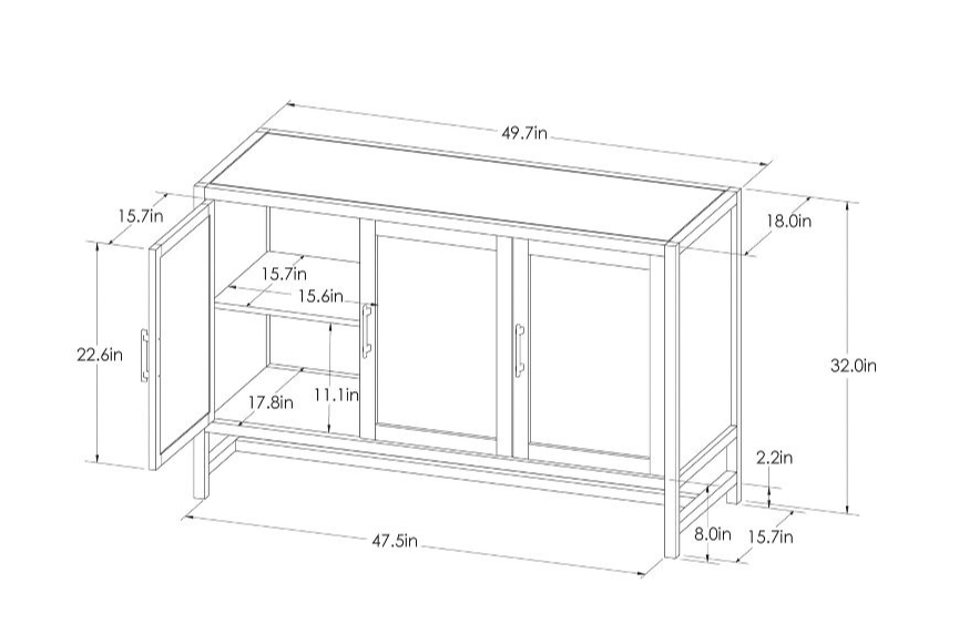 Marissa 3 Door Accent TV Stand for TVs up to 59'' - NATURAL