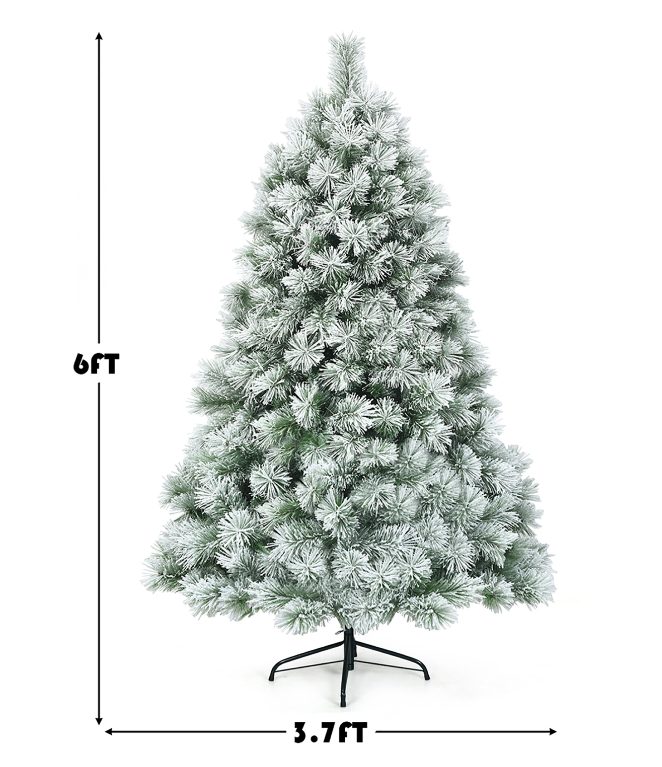 6 FT Premium Hinged Artificial Christmas Tree Snowy Pine Needles
