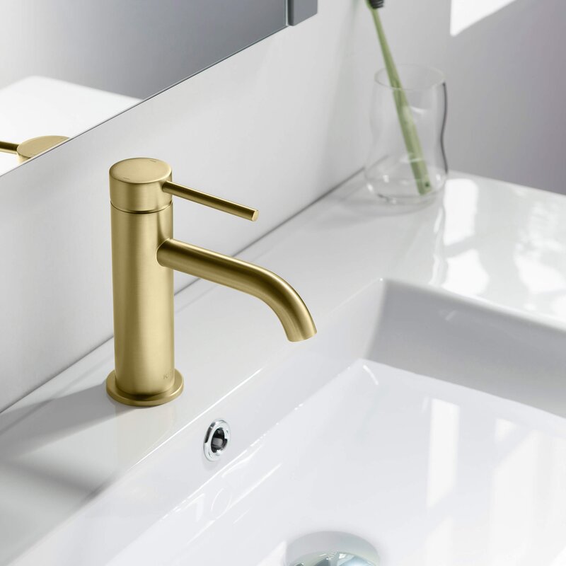 Circular Single Hole Bathroom Faucet - brushed gold