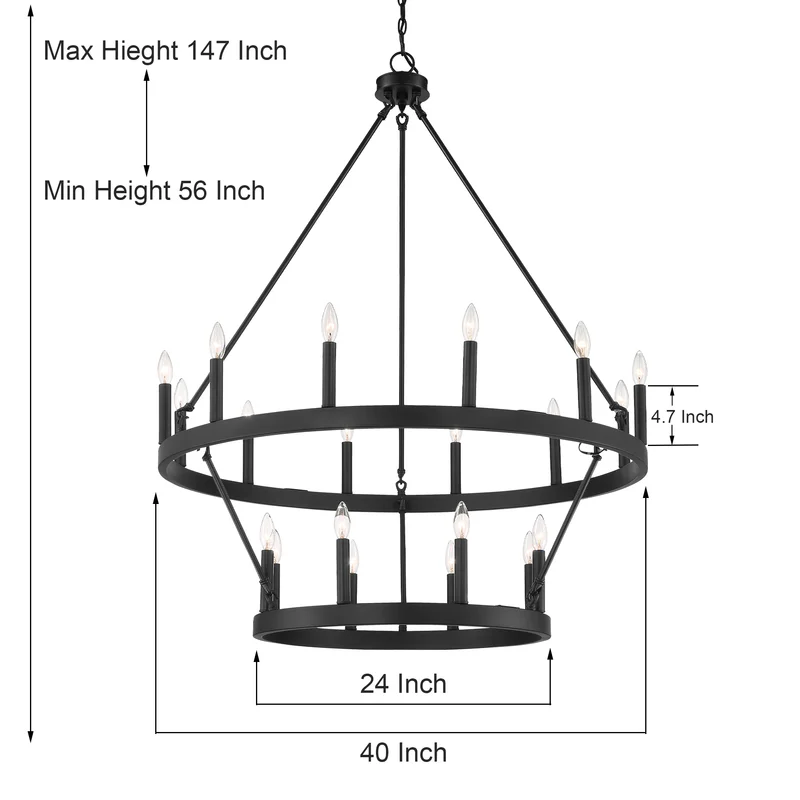 Aged Zinc Finchley 20 - Light Candle Style Wagon Wheel Chandelier, reg $799.99