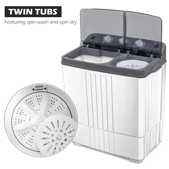 High Efficiency Portable Washer & Dryer Combo in White And Grey