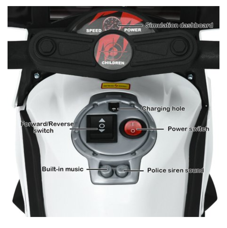 6V Kids Ride On Police Motorcycle 4-Wheel Electric Toy w/ Training Wheels, ages up to 3