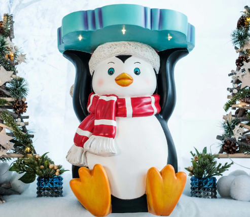 Indoor / Outdoor, Holiday Memories Stools Penguin with lights